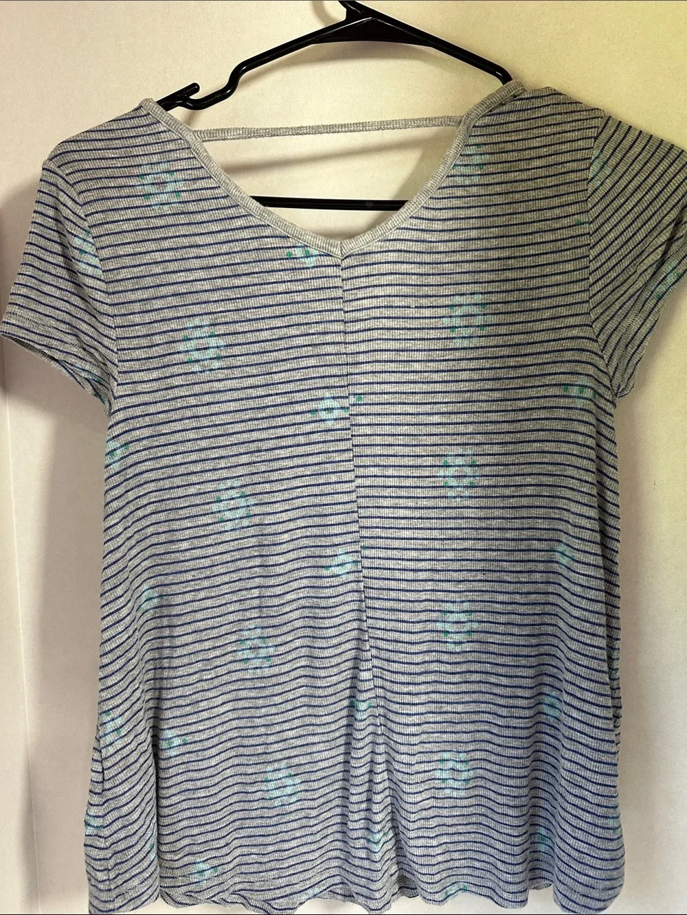 Justice gray striped flowy short sleeve shirt size 12